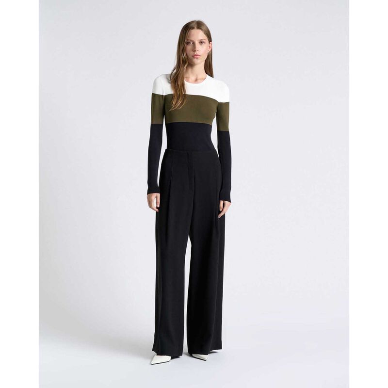 Cue Khaki Colour Block Long Sleeve Knit image number 2